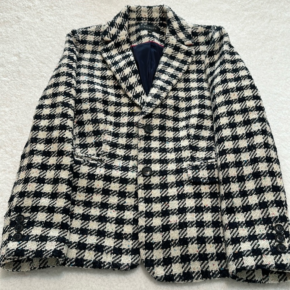 Talbots Black and White Houndstooth Pea Coat